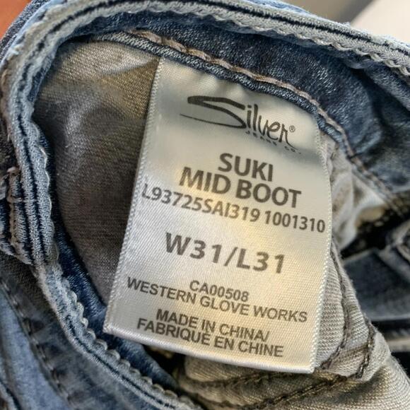 Silver Jeans Suki Mid Boot Jeans Womens 31 Fluid Denim Stretch Bootcut - Picture 8 of 12